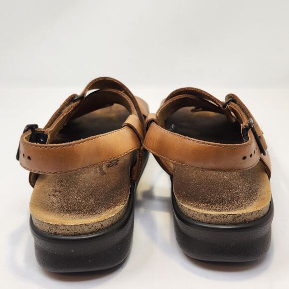 SAS Womens Huggy Cross Strap Sandals Size 9.5 N Brown Leather Comfort Shoes - Picture 7 of 9